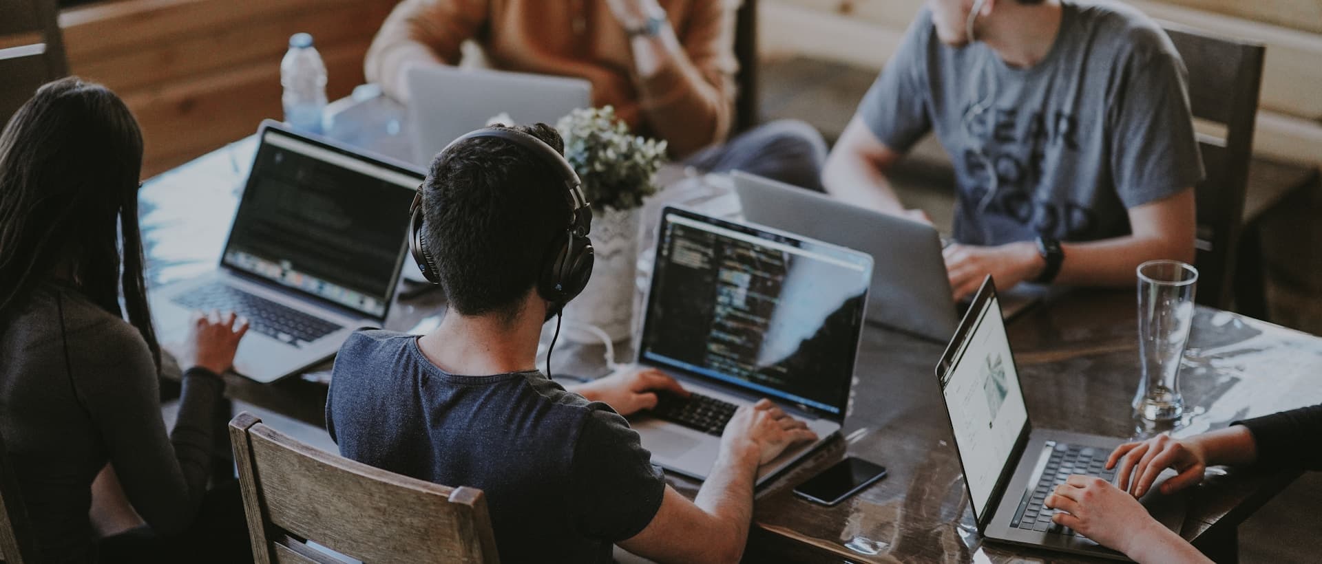 Design team collaborating in a modern office workspace